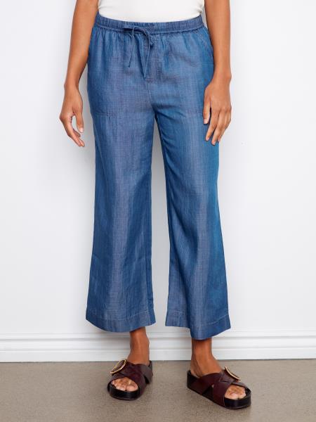 Pantalon en Tencel à jambe large C5768 - Bleu moyen