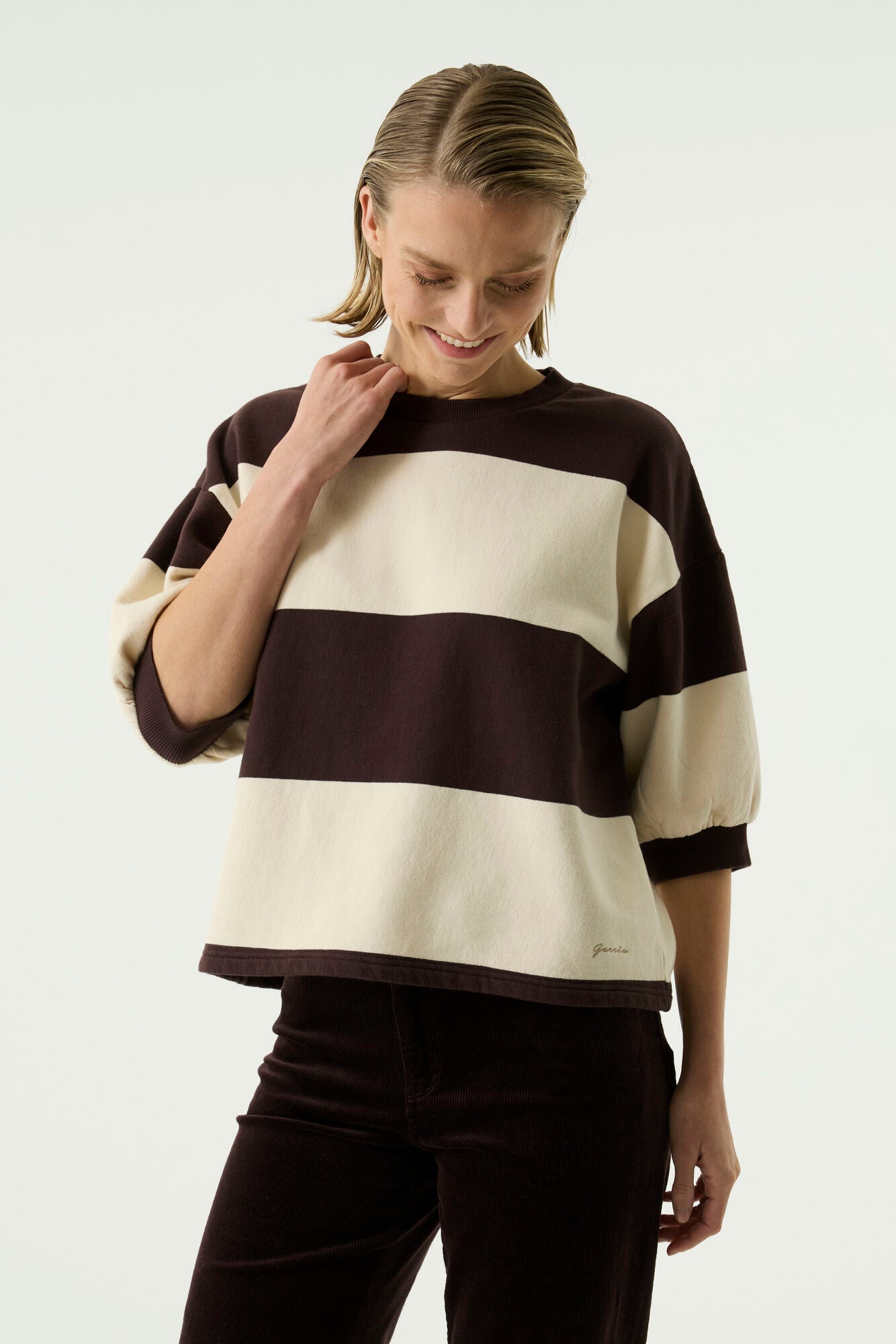 Pull rayé manches 3/4