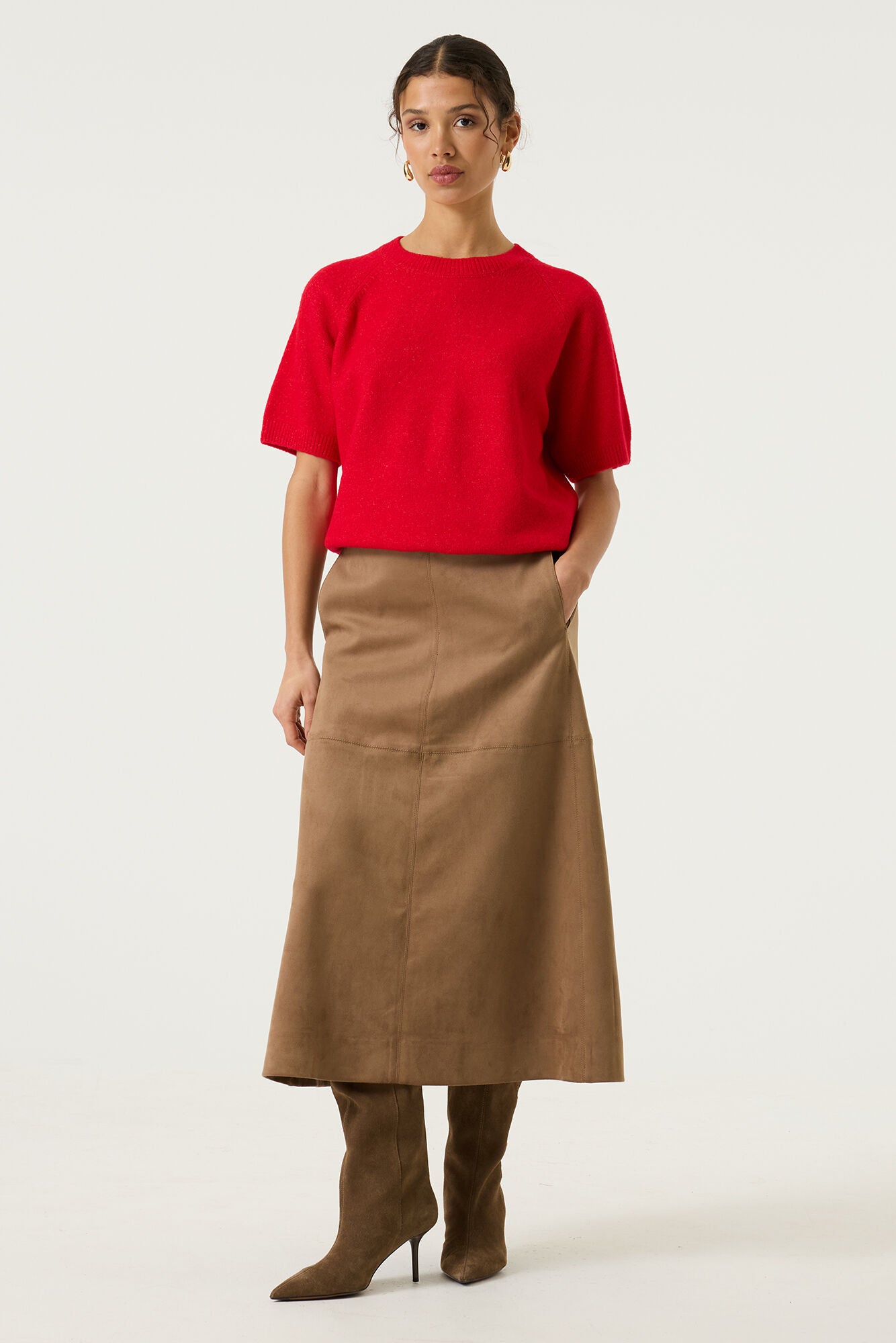 Jupe midi taupe