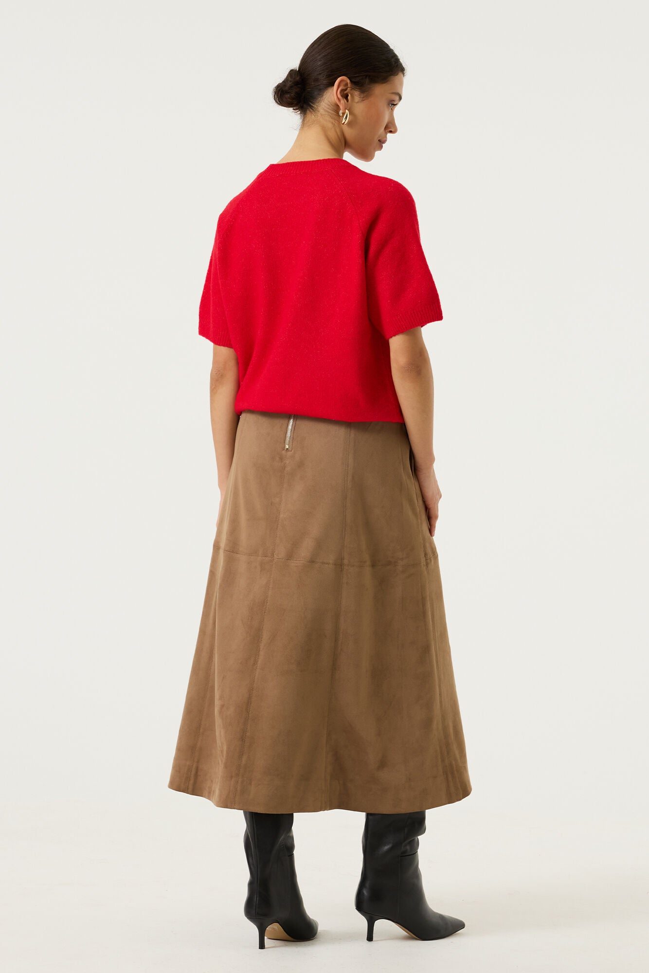 Jupe midi taupe