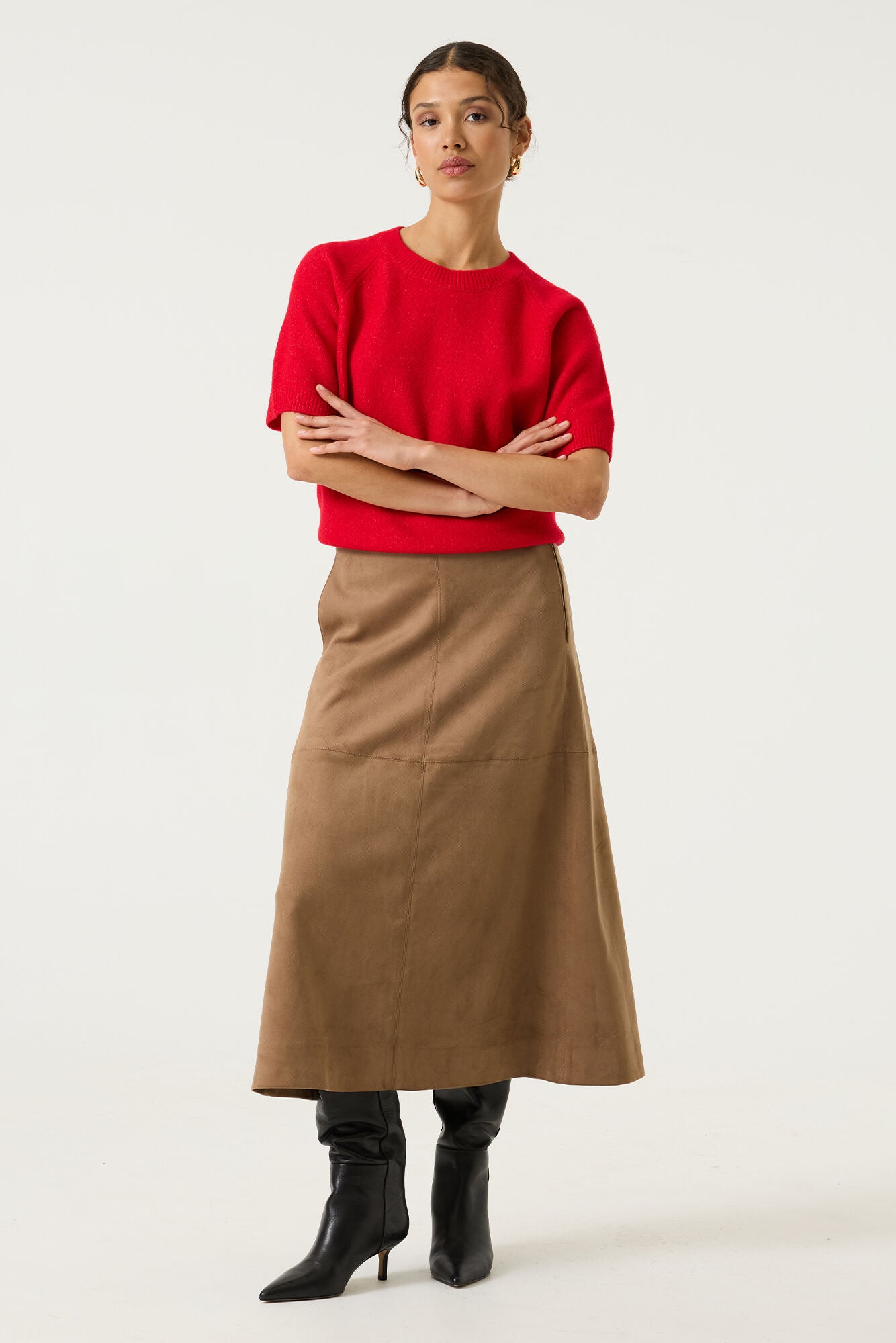 Jupe midi taupe
