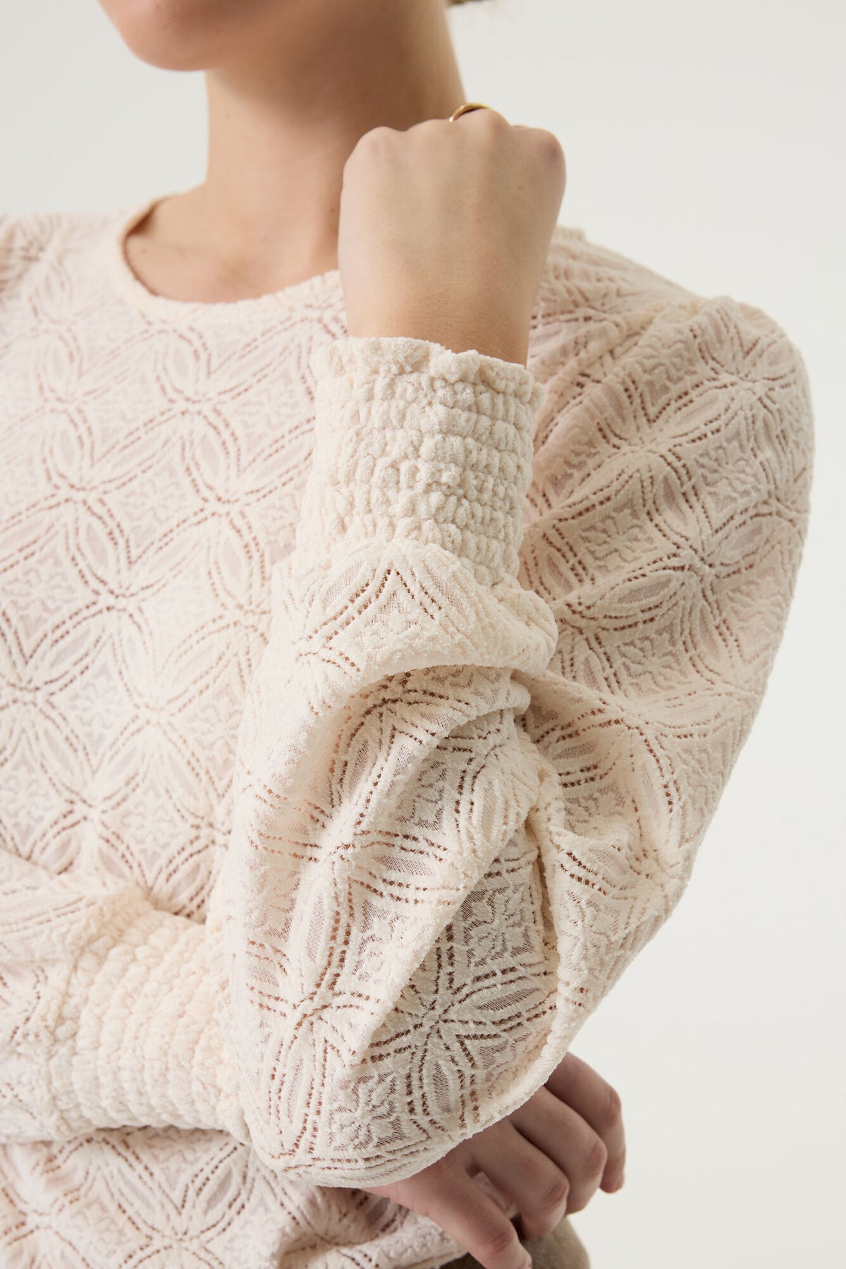 Pull en jacquard ivoire