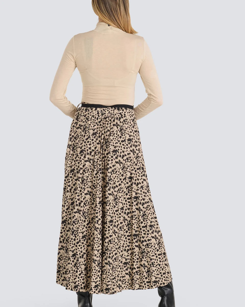 Jupe plissée léopard beige