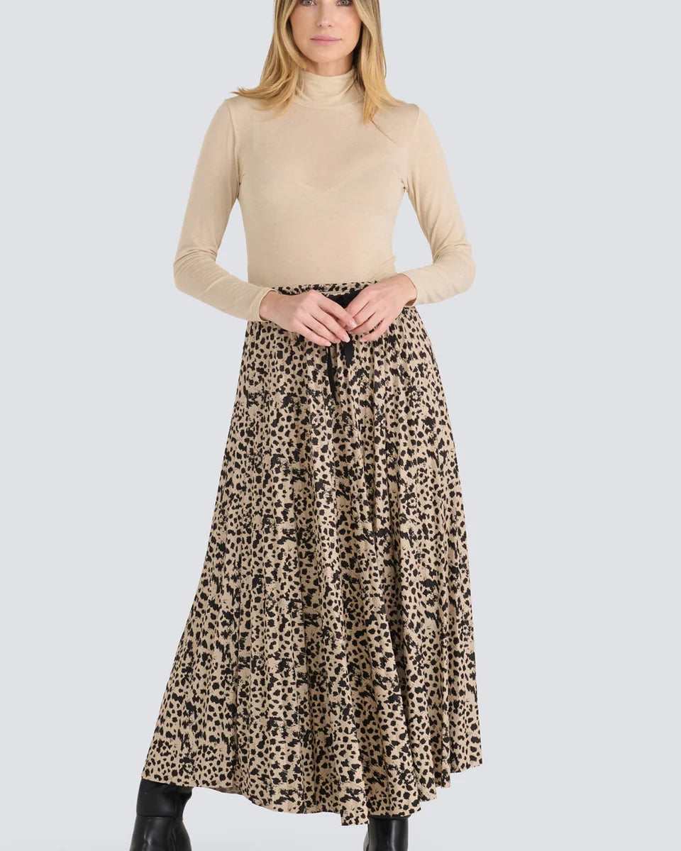 Jupe plissée léopard beige