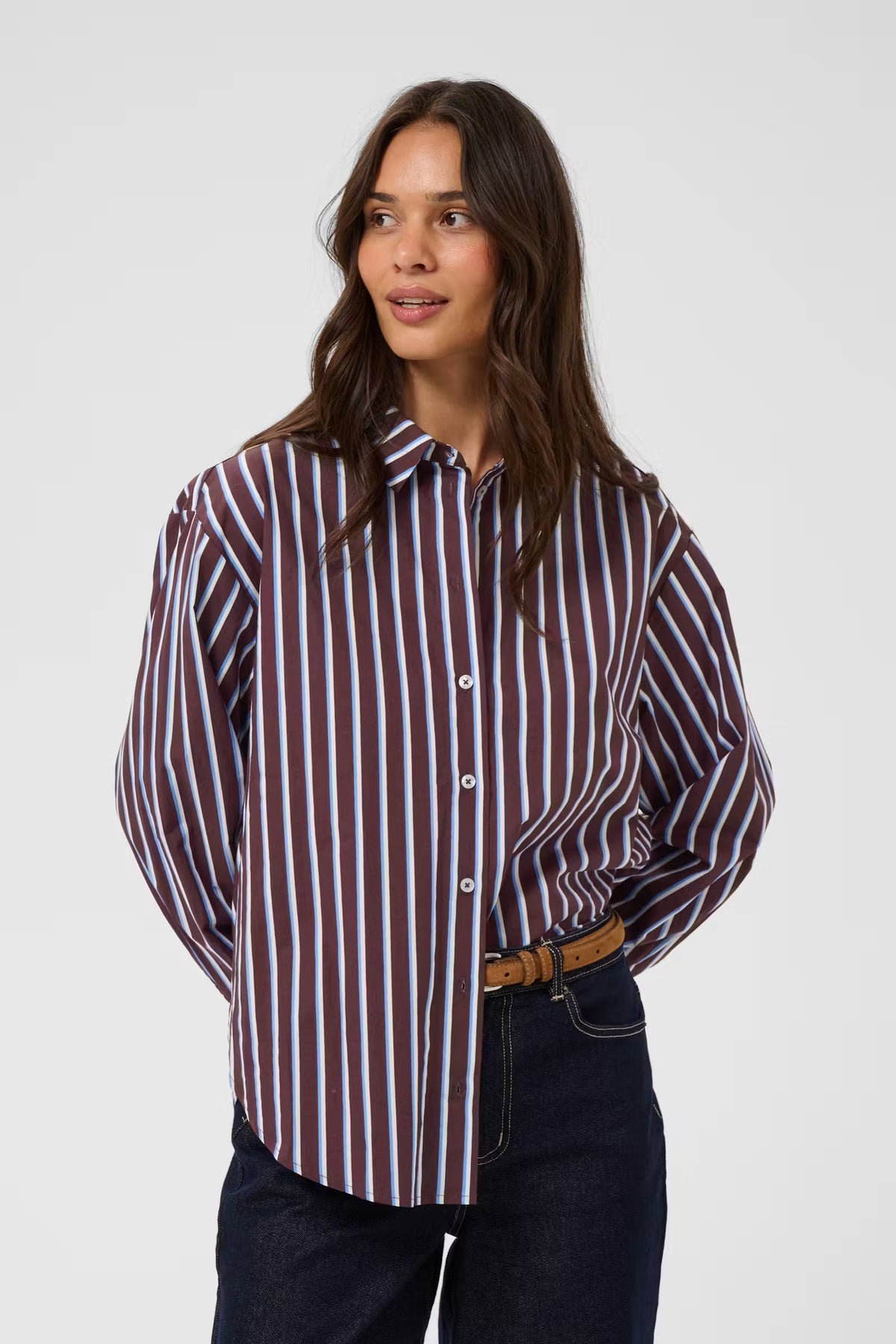 Chemise KAgavina à rayures fudge et craie
