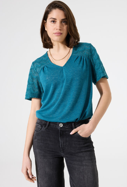 Garcia T-Shirt manches dentelle, choix de couleur