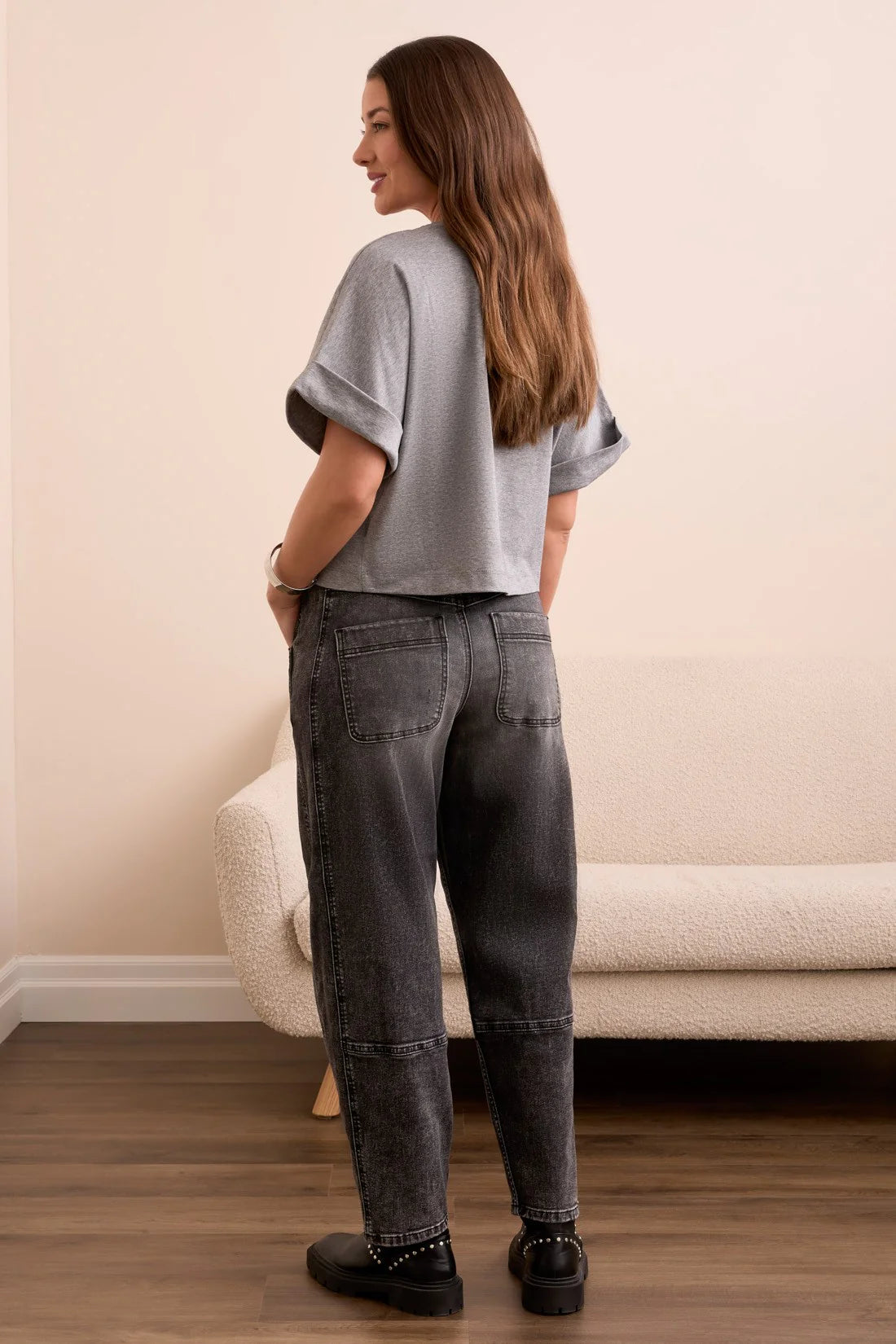 Jeans Audrey à jambe droite extensible