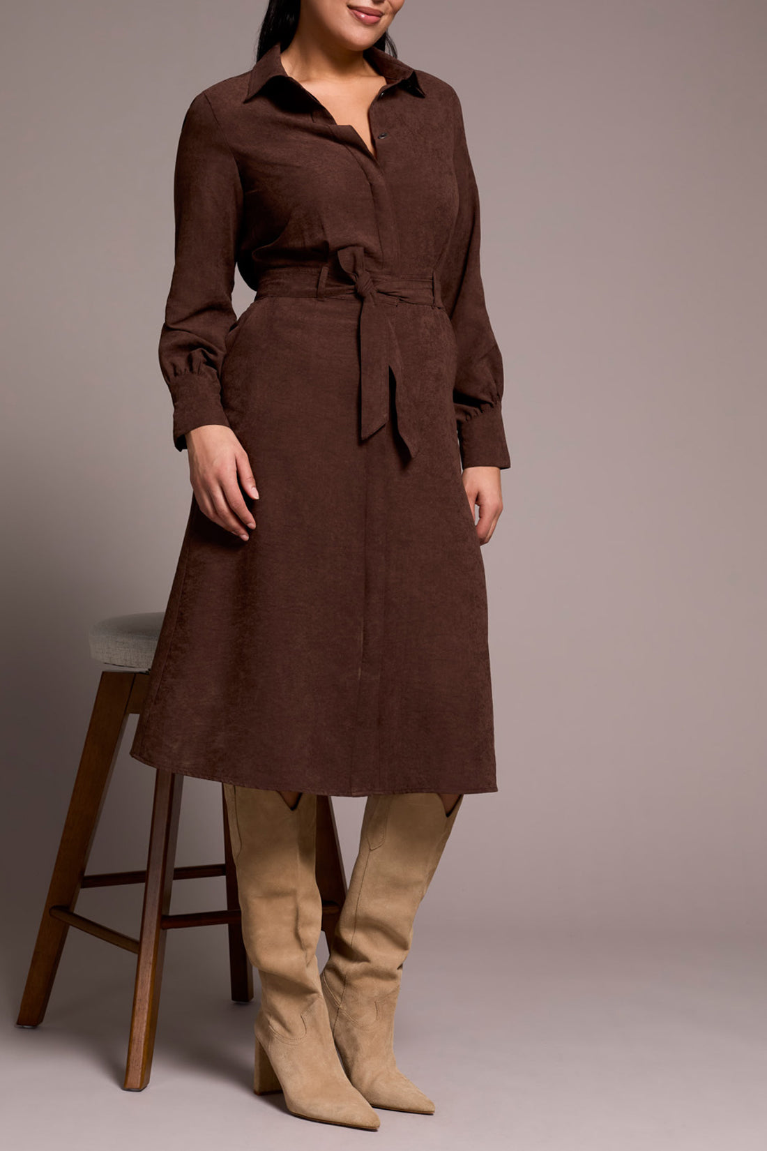 Tribal Robe midi, style chemisier