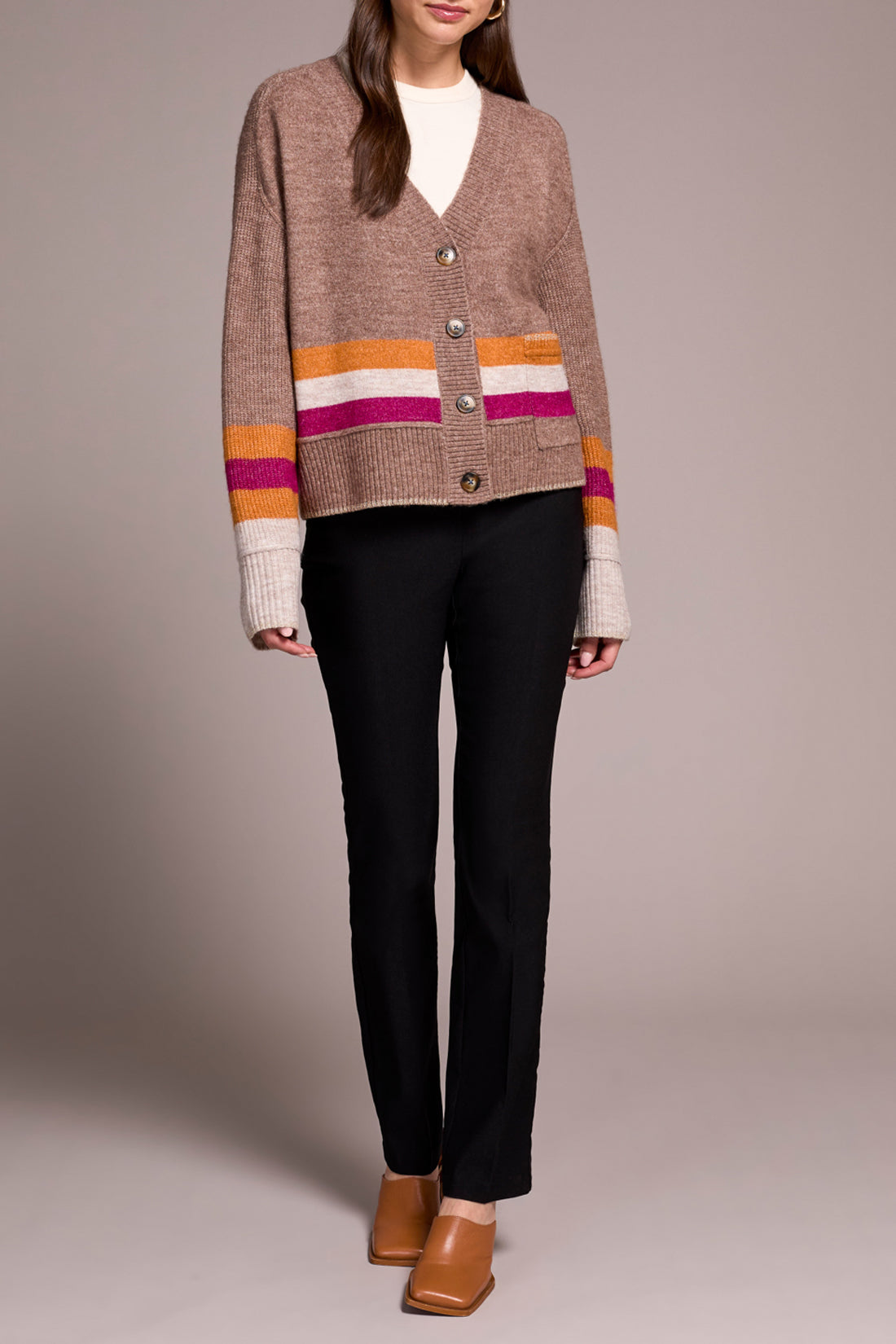 Tribal Cardigan rayures de couleurs contrastantes